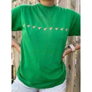 Vintage 90's Moose Green Animal Single Stitch Graphic Tee T-Shirt Size Medium